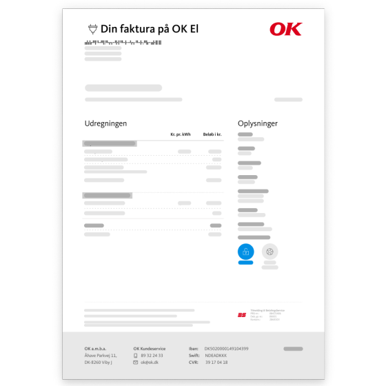 Eksempel på elfaktura fra OK